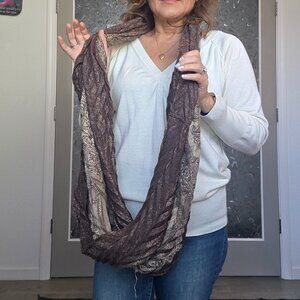 Beautiful brown and gold infinity scarf